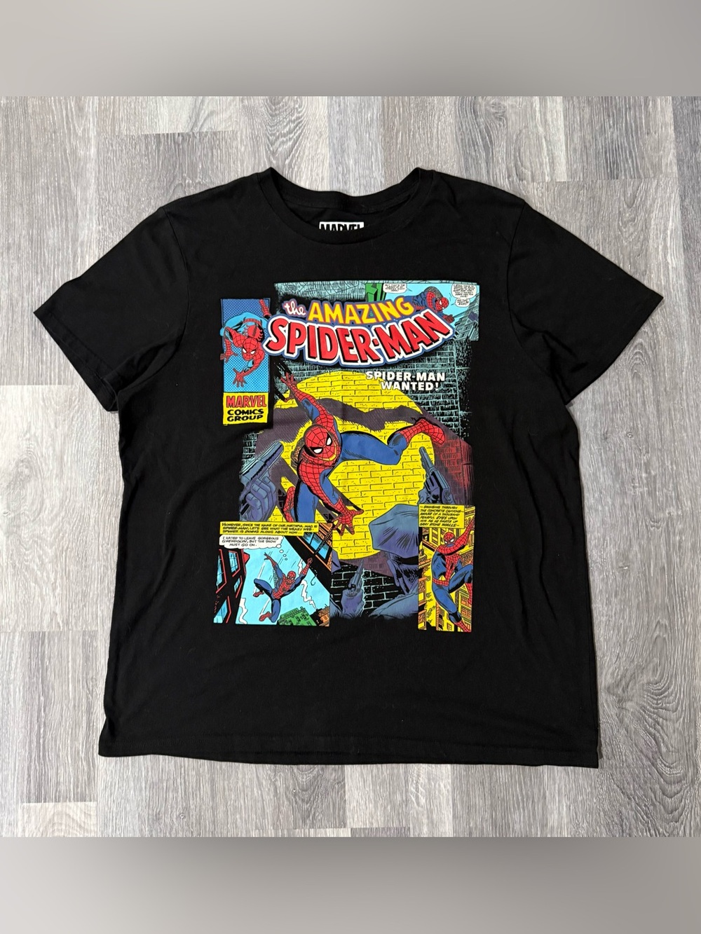 Marvel The Amazing Spider-Man Black Men’s Cotton Short Sleeve Crew Neck Tee L